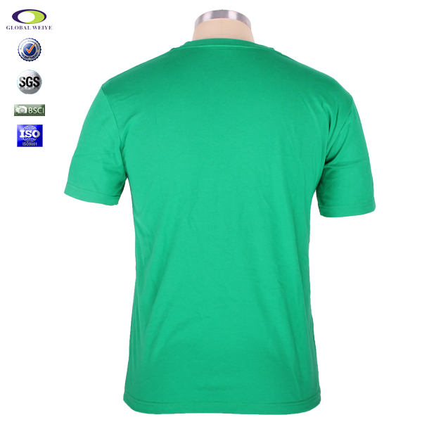 男士绿色纯棉圆领短袖t恤空白无logo