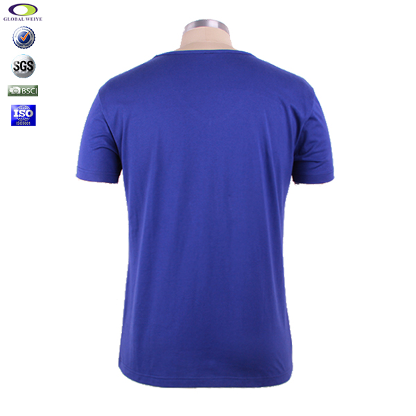男士棉修身V领短袖t恤宝蓝色