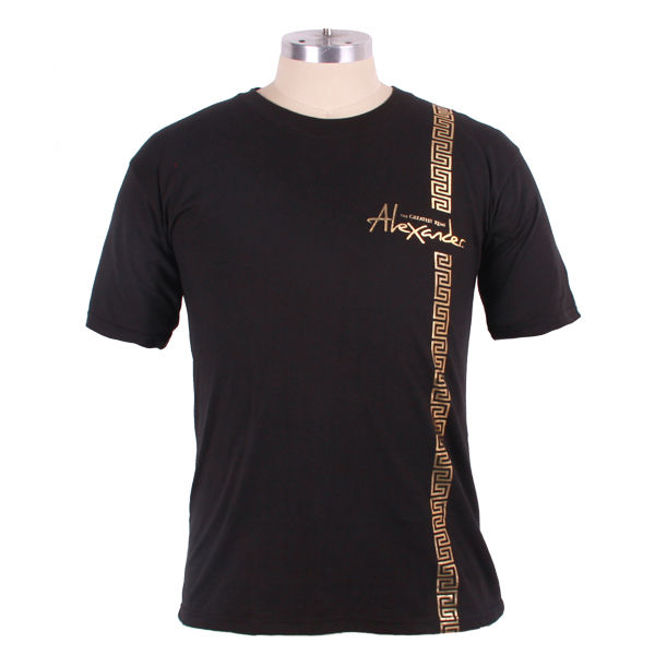 广告宣传黑色男士圆领金粉印花T恤衫