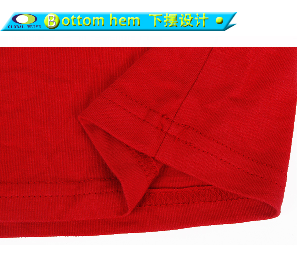 广告宣传红色女士V领印花T恤衫定做