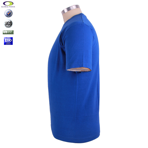 简约宝蓝色空白T恤全棉男士圆领短袖