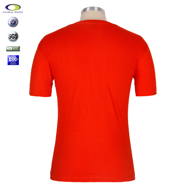 中国红纯棉圆领短袖男士空白T恤