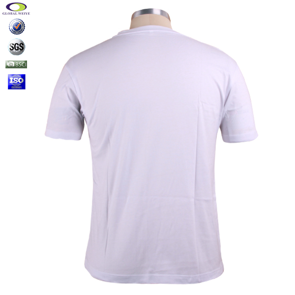 男士100%棉白色圆领短袖T恤空白无logo