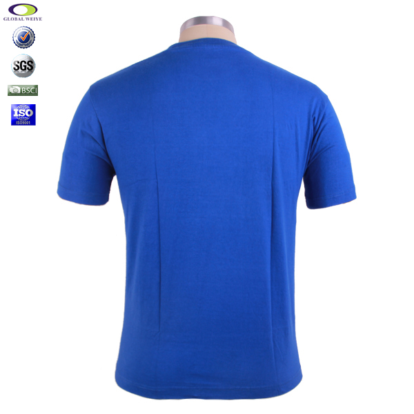 简约宝蓝色空白T恤全棉男士圆领短袖