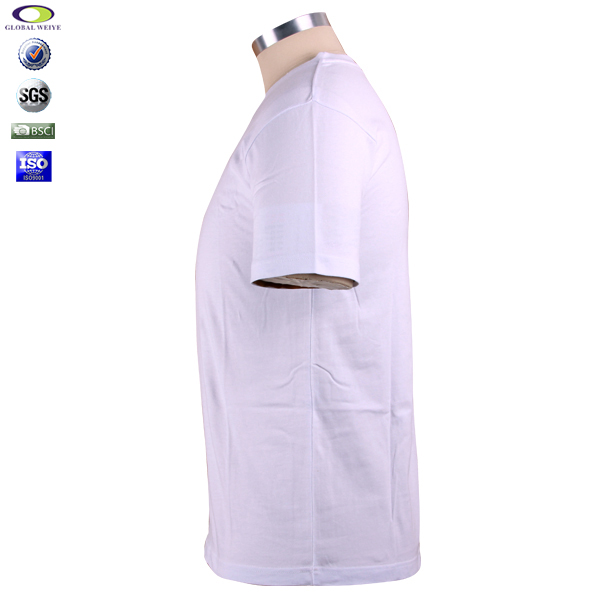 男士100%棉白色圆领短袖T恤空白无logo