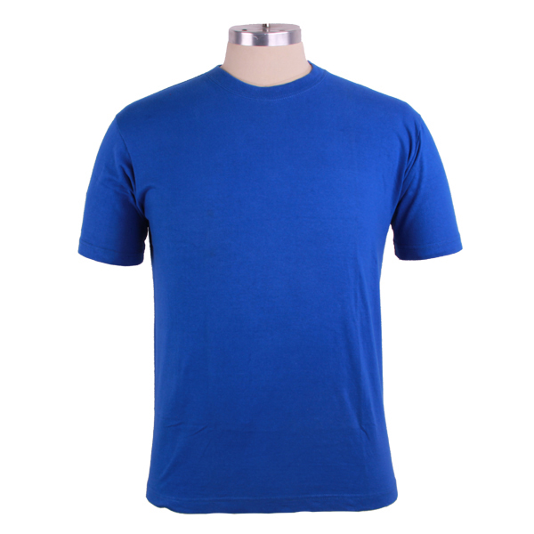 简约宝蓝色空白T恤全棉男士圆领短袖