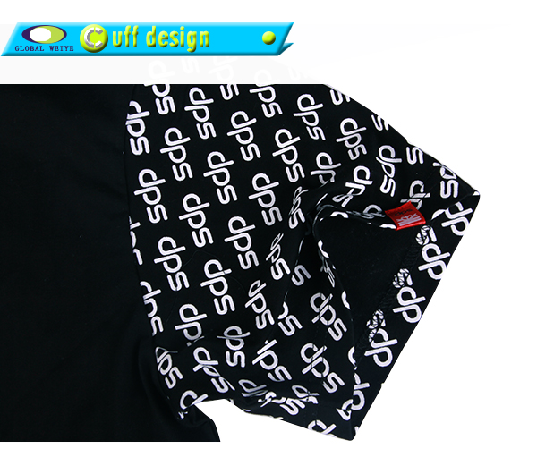 广告宣传黑色男士圆领印花T恤衫定做