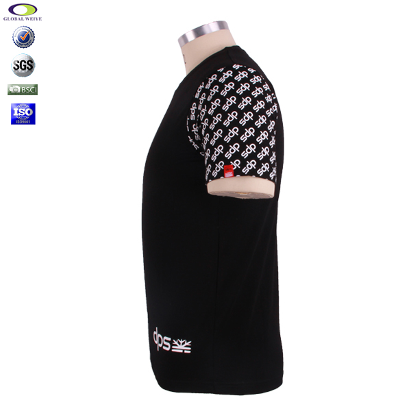 广告宣传黑色男士圆领印花T恤衫定做