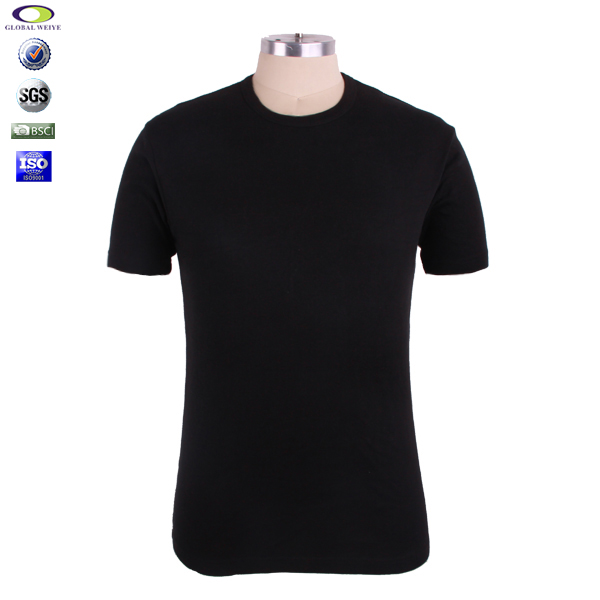 纯棉黑色空白休闲t恤圆领短袖