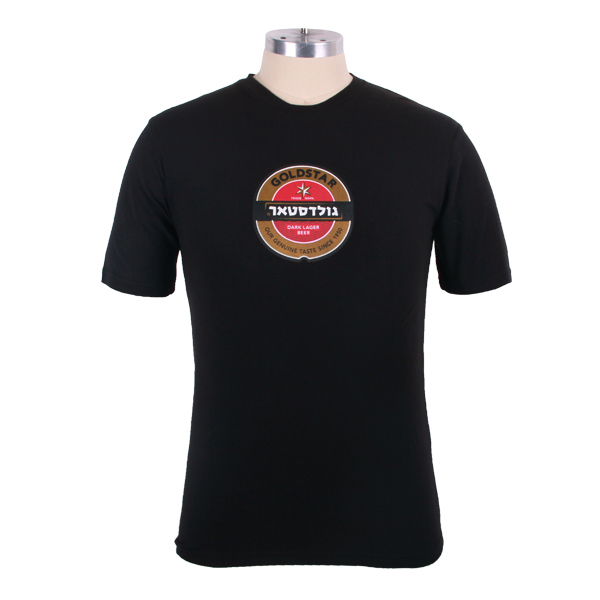 广告宣传男士修身黑色圆领印花T恤衫