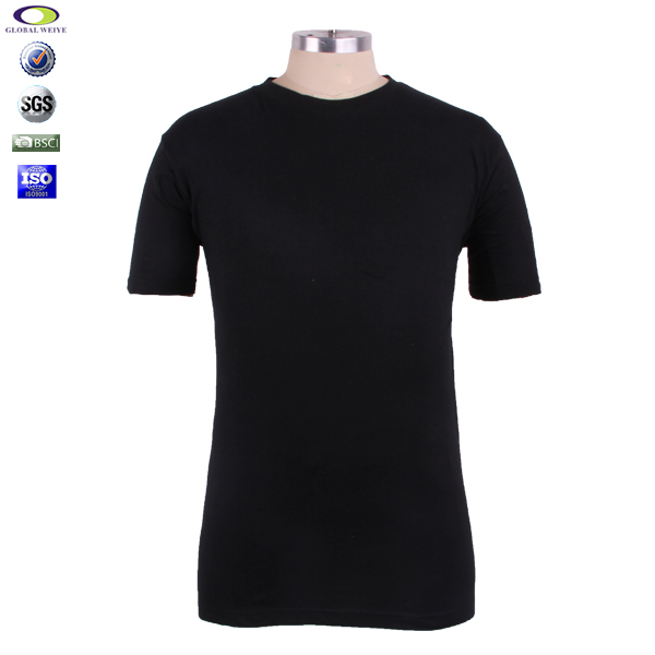 修身长款空白男士全棉圆领黑色T恤