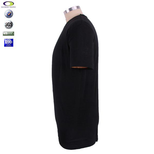 修身长款空白男士全棉圆领黑色T恤