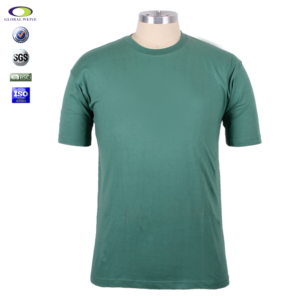 大批量定制全棉180g空白T恤圆领短袖绿色