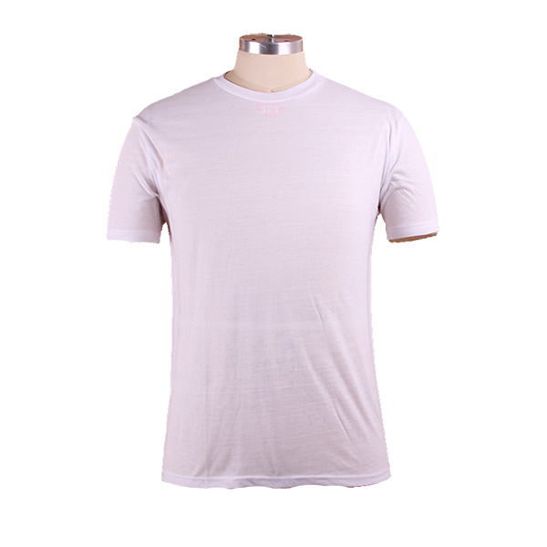 夏季薄款男士100%棉白色空白T恤圆领短袖