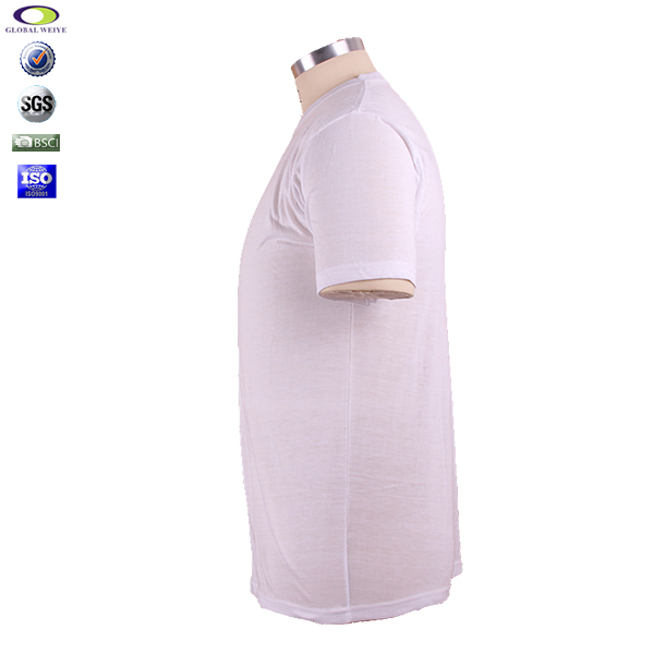 夏季薄款男士100%棉白色空白T恤圆领短袖