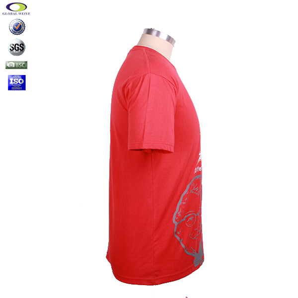 广告宣传工作服男士红色圆领印花T恤衫