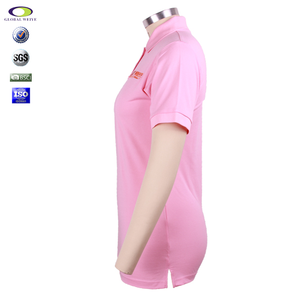 广告宣传女士粉色翻领刺绣Polo衫定做