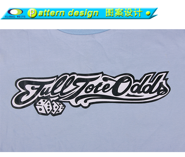 广告宣传男士浅蓝色圆领印花T恤衫