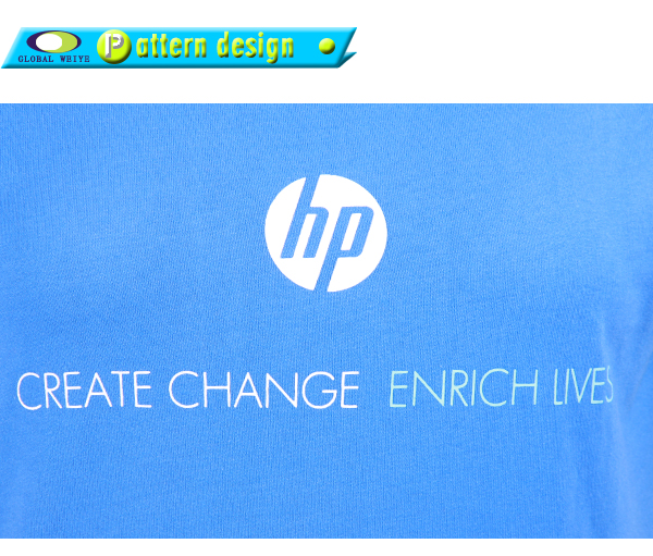 广告宣传女士蓝色圆领印花T恤衫定做