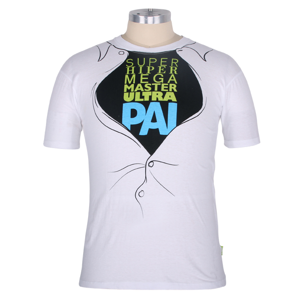 假两件满版印花T恤白色圆领短袖