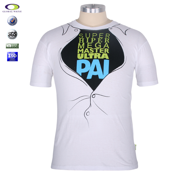 假两件满版印花T恤白色圆领短袖