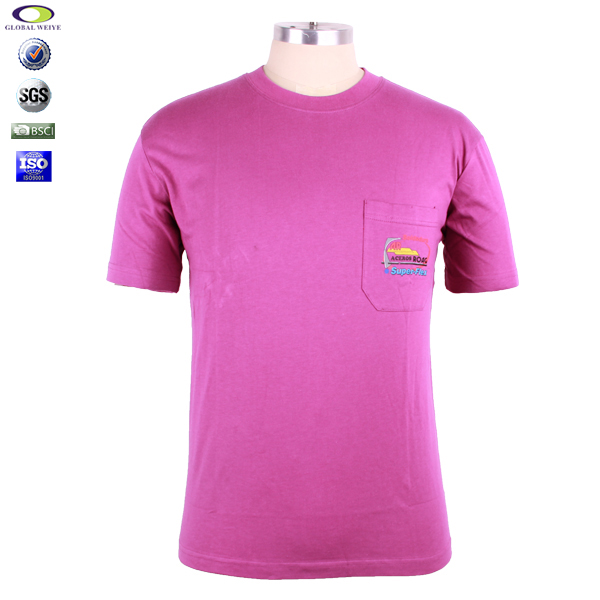 广告宣传男士圆领口袋印花短袖T恤衫定制