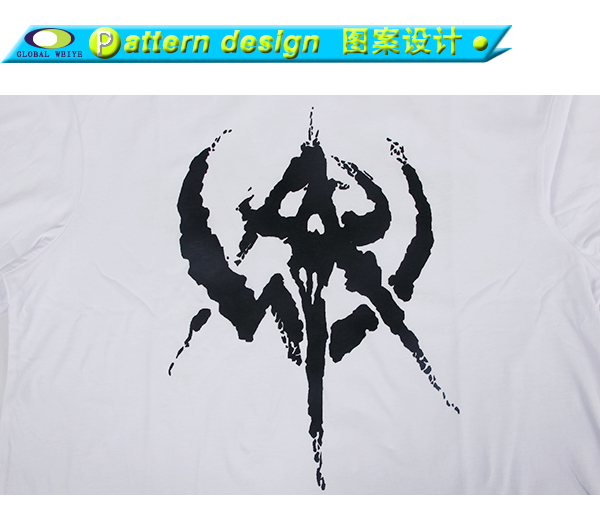 游戏宣传男士白色前后印花圆领短袖T恤衫