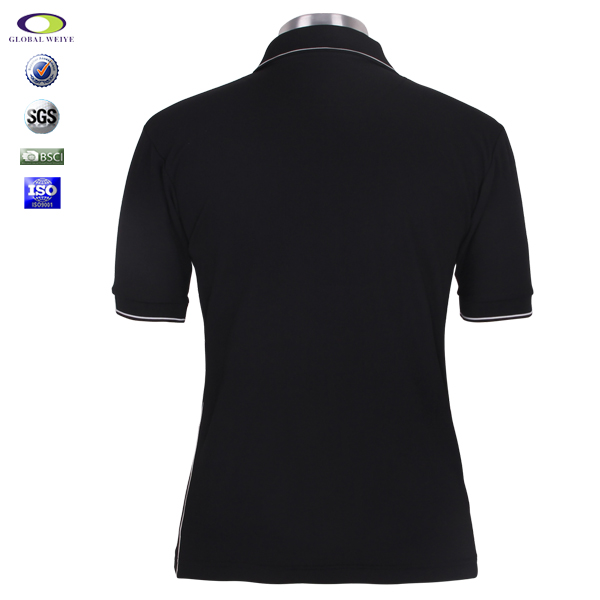 黑色POLO衫女翻领短袖定做无logo