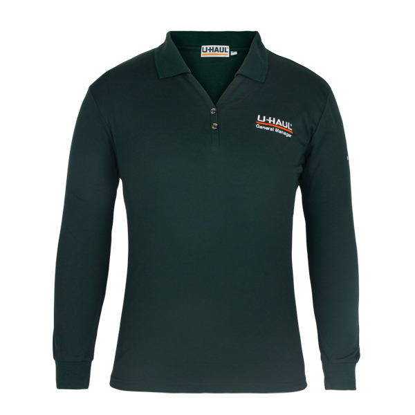 V领长袖POLO衫工厂定做刺绣ogo