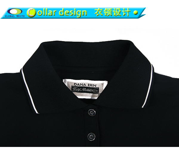 黑色POLO衫女翻领短袖定做无logo