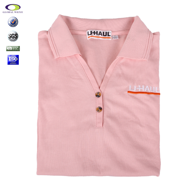 定制涤棉cvc粉色POLO衫男式短袖刺绣logo