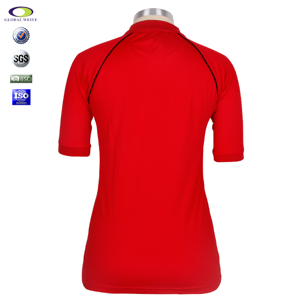 定做女士红色POLO衫短袖无logo