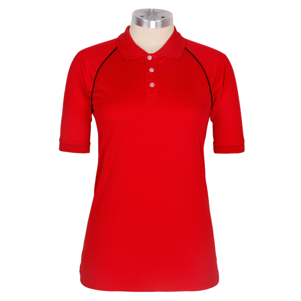 定做女士红色POLO衫短袖无logo