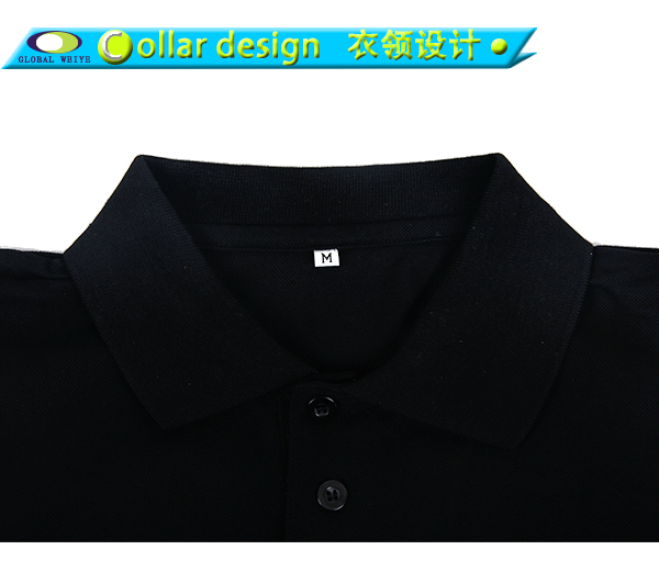 黑色POLO衫女刺绣logo短袖定做