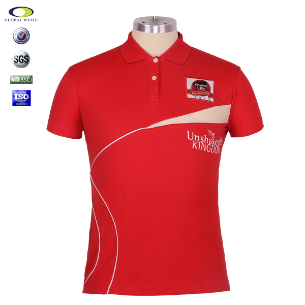 中国红POLO衫定制贴布绣logo