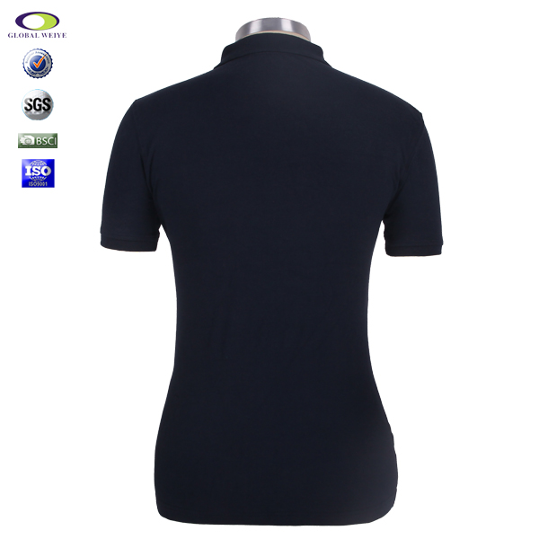 定做黑色女士POLO衫刺绣logo短袖