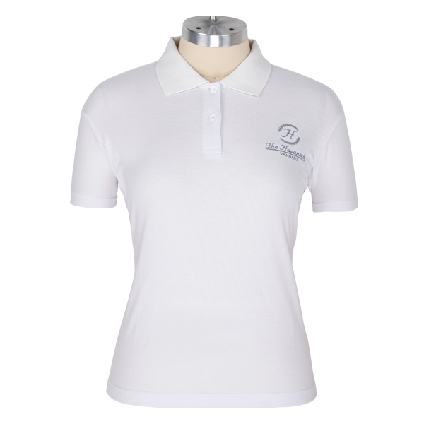 定做女士白色POLO衫刺绣logo短袖