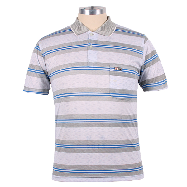 100%棉条纹polo衫定制口袋织章男装