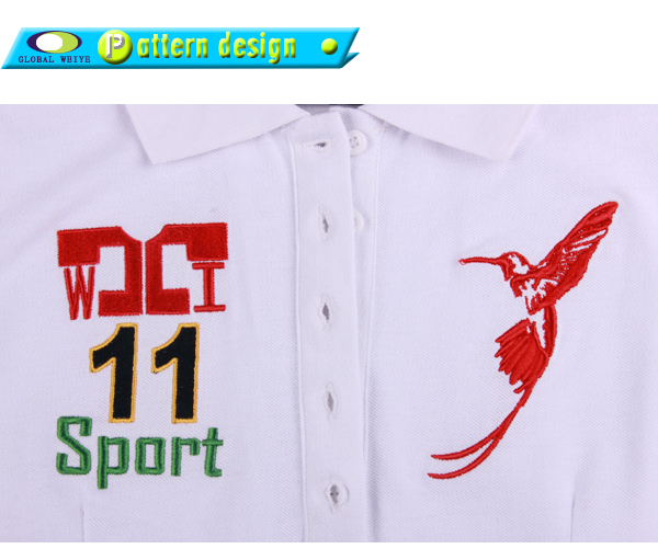 定制女士polo衫白色刺绣多纽扣翻领长身裙T恤衫