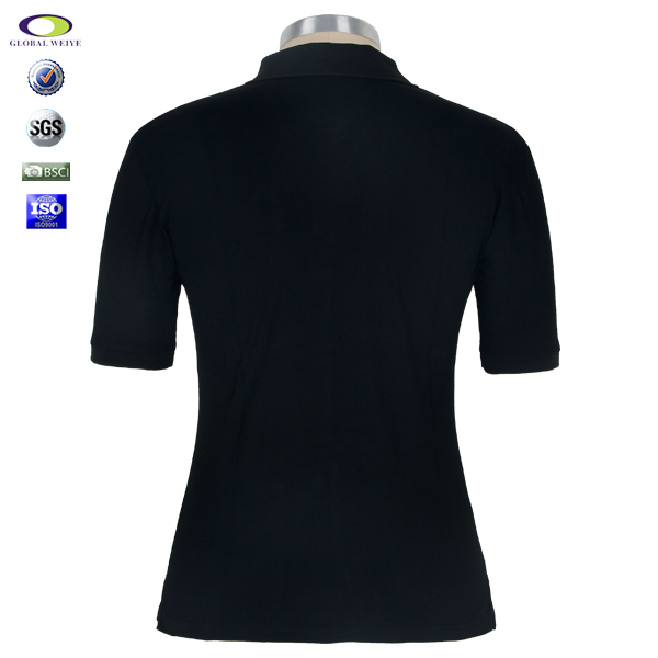 定制女士黑色商务polo衫刺绣logo翻领T恤衫