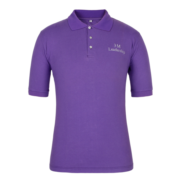 100%棉紫色翻领T恤衫工厂定制3M绣花polo衫男装