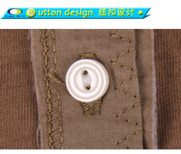 100%棉女士棕色异色领polo衫翻领短袖口袋T恤衫