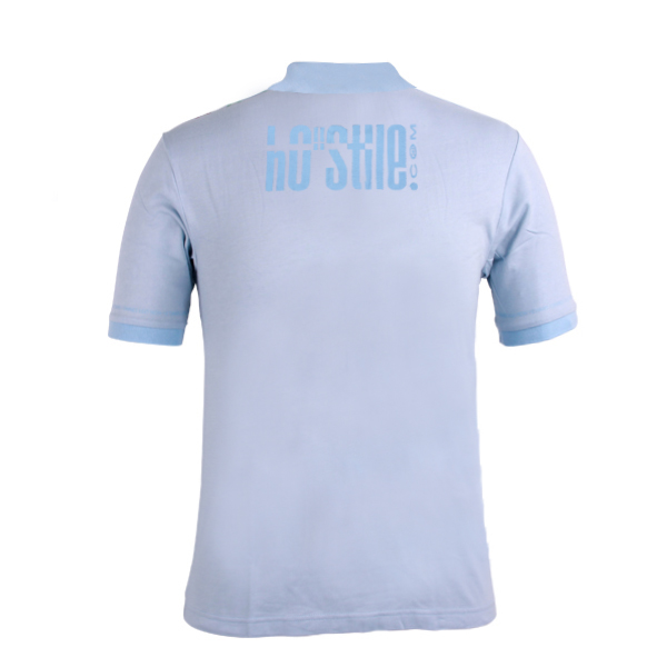 全棉男士短袖浅蓝色polo衫订做印花logo