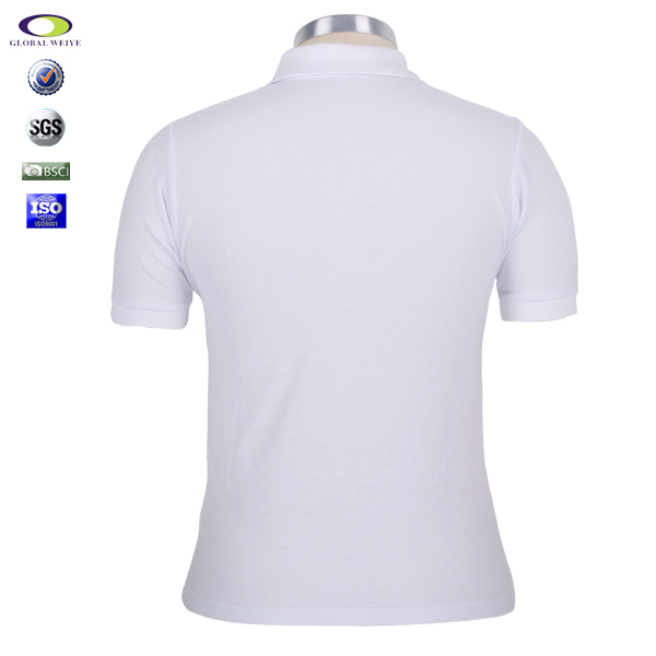 100%棉女士白色polo衫翻领刺绣logo短袖T恤衫