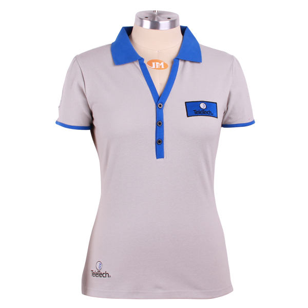 定做女士polo衫Y领刺绣logo短袖T恤衫