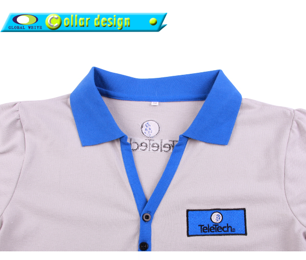 定做女士polo衫Y领刺绣logo短袖T恤衫