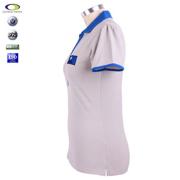 定做女士polo衫Y领刺绣logo短袖T恤衫