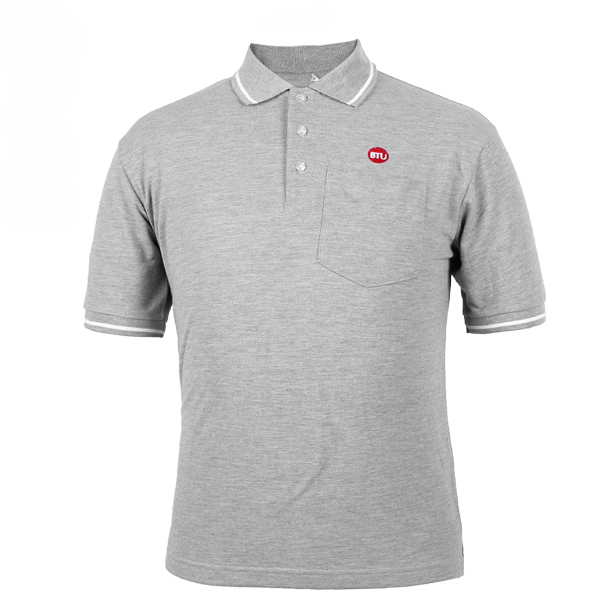 100%棉麻灰色polo衫男装定制口袋款式