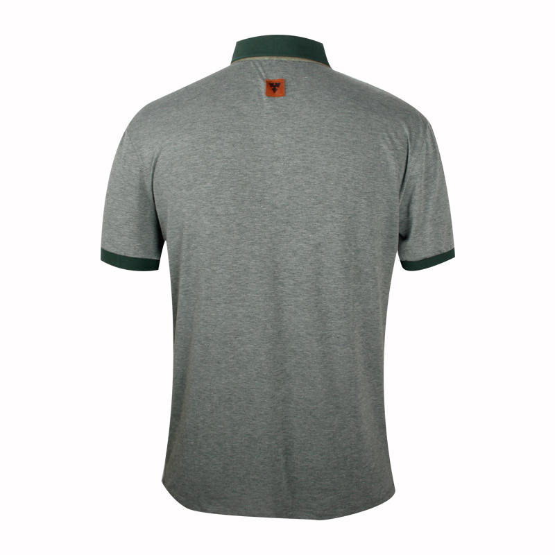 小方领polo衫男装定制特色皮标前胸双口袋