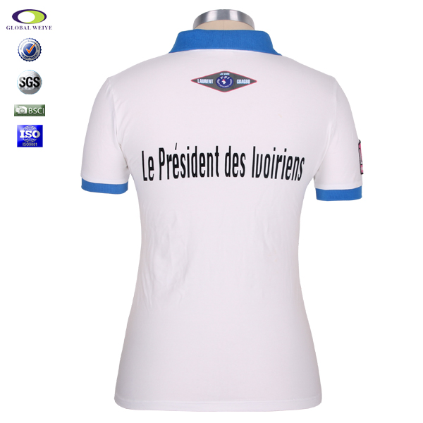 100%棉女士polo衫Y领刺绣logo短袖T恤衫定做